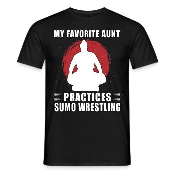 Ma tante préférée pratique la lutte de sumo - T-shirt homme - noir - Devant - AI Model Male 178 light (178cm)