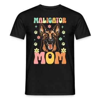 Maligator Mama Groovy Belgian Malinois Mama - Männer T-Shirt - Schwarz - Vorne - AI Model Male 178 light (178cm)