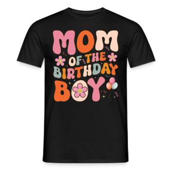 Mère De Fille D’anniversaire Groovy Mère Famille - T-shirt homme - noir - Devant - AI Model Male 178 light (178cm)