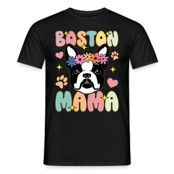 Boston Mom Groovy Boston Terrier Mom - Men's T-Shirt - black - Front - AI Model Male 178 light (178cm)