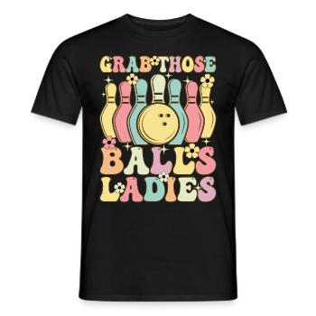 Groovy Bowling Women Female Bowler Grabbing The - Men's T-Shirt - black - Front - AI Model Male 178 light (178cm)