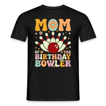 Maman quille d’anniversaire Groovy Bowling maman - T-shirt homme - noir - Devant - AI Model Male 178 light (178cm)