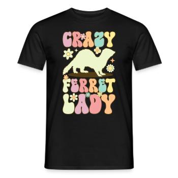 Crazy Ferret Lady Groovy Ferret Mom - Men's T-Shirt - black - Front - AI Model Male 178 light (178cm)