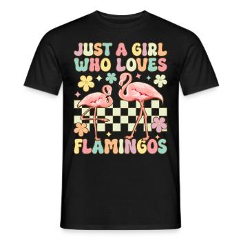Juste une fille qui aime les flamants roses Groovy Flamin - T-shirt homme - noir - Devant - AI Model Male 178 light (178cm)
