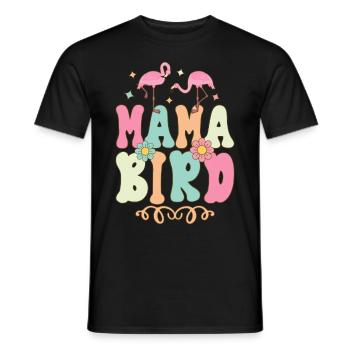 Mama Bird Groovy Flamingo Mama - T-shirt homme - noir - Devant - AI Model Male 178 light (178cm)