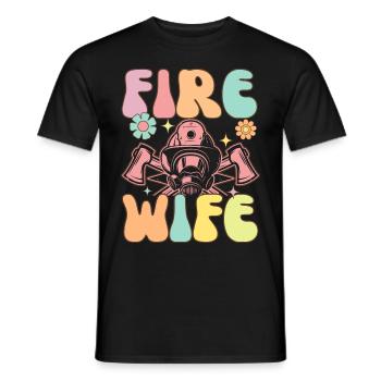 Fire Wife Groovy Firefighter Firefighter - Men's T-Shirt - black - Front - AI Model Male 178 light (178cm)