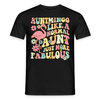Auntmingo Like A Normal Aunt Groovy Flamingo T - Men's T-Shirt - black - Front - AI Model Male 178 light (178cm)