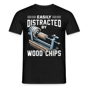 Easily distracted by wood chips Lathe - Men's T-Shirt - black - Front - AI Model Male 178 light (178cm)