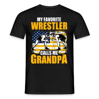 Mein Lieblings-Wrestler nennt mich Opa - Männer T-Shirt - Schwarz - Vorne - AI Model Male 178 light (178cm)
