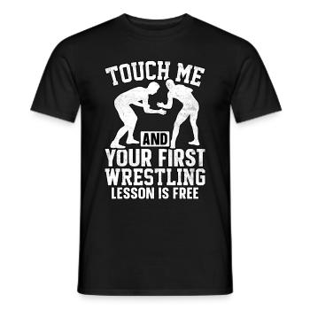 Touchez les hommes et votre première leçon de lutte est gratuite - T-shirt homme - noir - Devant - AI Model Male 178 light (178cm)