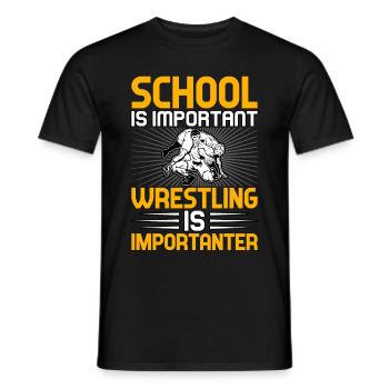 Schule ist wichtig, aber Wrestling ist wichtiger - Männer T-Shirt - Schwarz - Vorne - AI Model Male 178 light (178cm)