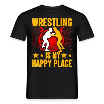 Wrestling ist mein glücklicher Ort - Männer T-Shirt - Schwarz - Vorne - AI Model Male 178 light (178cm)