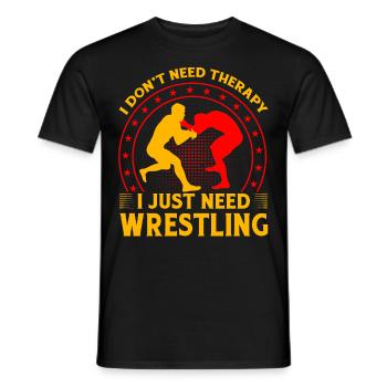 Ich brauche keine Therapie, ich brauche nur Wrestling - Männer T-Shirt - Schwarz - Vorne - AI Model Male 178 light (178cm)