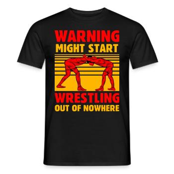 Avertissement : Peut commencer à lutter de nulle part - T-shirt homme - noir - Devant - AI Model Male 178 light (178cm)