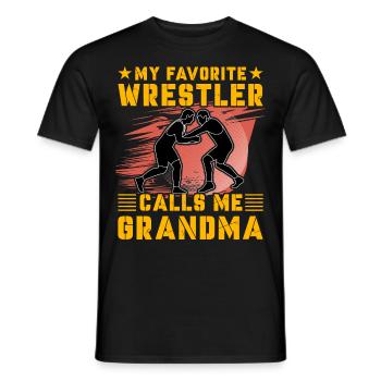 My favorite Wrestler calls me Grandma - Männer T-Shirt - Schwarz - Vorne - AI Model Male 178 light (178cm)