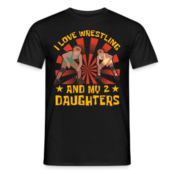 J’adore la lutte et mes 2 filles - T-shirt homme - noir - Devant - AI Model Male 178 light (178cm)