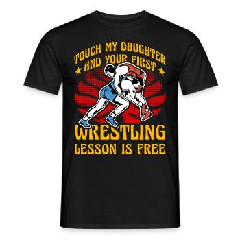 Touch my Daughter et votre première leçon de lutte - T-shirt homme - noir - Devant - AI Model Male 178 light (178cm)