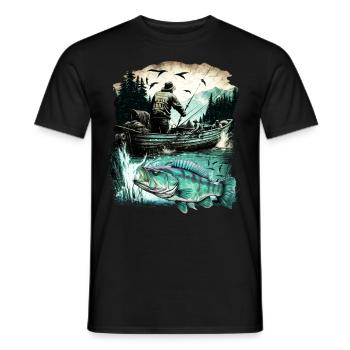 Bassfisch - Männer T-Shirt - Schwarz - Vorne - AI Model Male 178 light (178cm)