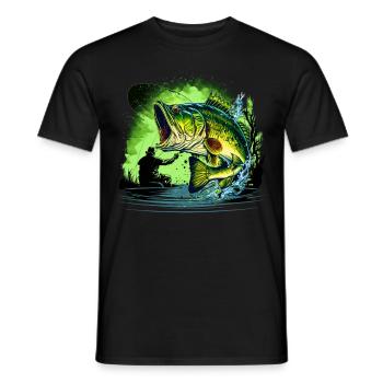 Bassfisch - Männer T-Shirt - Schwarz - Vorne - AI Model Male 178 light (178cm)