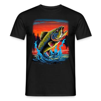 Barsch-Fisch - Männer T-Shirt - Schwarz - Vorne - AI Model Male 178 light (178cm)
