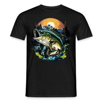 Bassfisch - Männer T-Shirt - Schwarz - Vorne - AI Model Male 178 light (178cm)