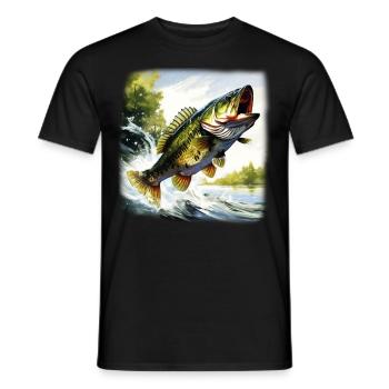 Bassfisch - Männer T-Shirt - Schwarz - Vorne - AI Model Male 178 light (178cm)