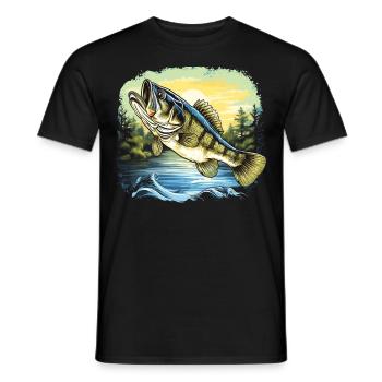 Barsch-Fisch - Männer T-Shirt - Schwarz - Vorne - AI Model Male 178 light (178cm)