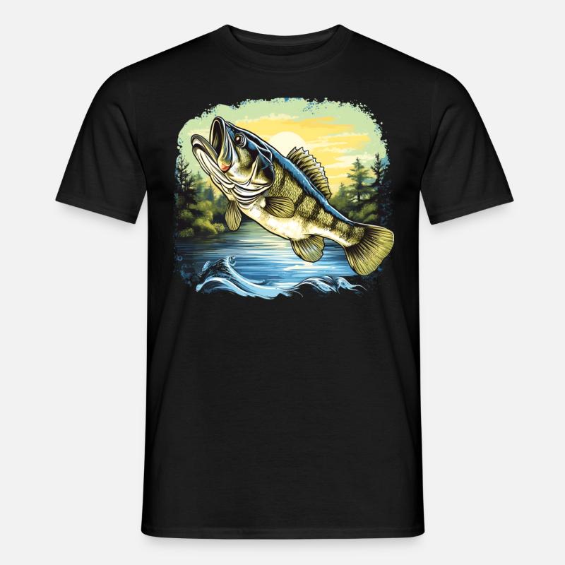 Barsch-Fisch - Männer T-Shirt - Schwarz