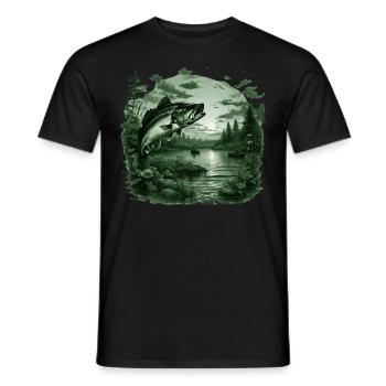 Bassfisch - Männer T-Shirt - Schwarz - Vorne - AI Model Male 178 light (178cm)