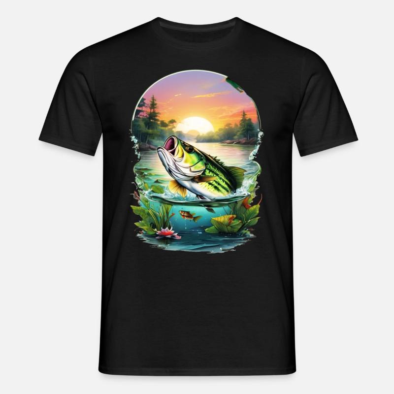 Barsch-Fisch - Männer T-Shirt - Schwarz