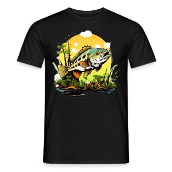 Barsch-Fisch - Männer T-Shirt - Schwarz - Vorne - AI Model Male 178 light (178cm)
