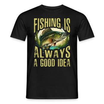 Fishing is always a good idea - Men's T-Shirt - black - Front - AI Model Male 178 light (178cm)