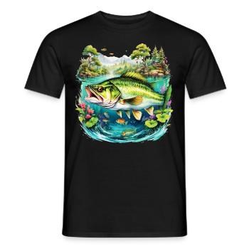 Barsch-Fisch - Männer T-Shirt - Schwarz - Vorne - AI Model Male 178 light (178cm)
