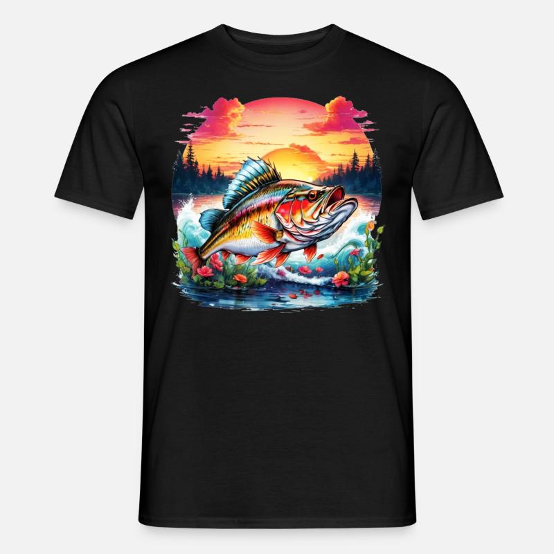 Barsch-Fisch - Männer T-Shirt - Schwarz