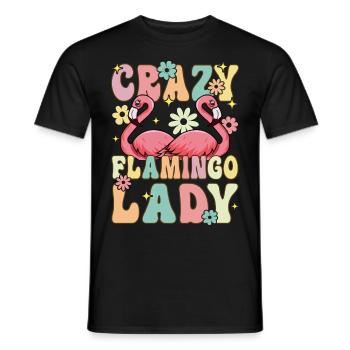 Crazy Flamingo Lady Groovy Flamingo Girl - Men's T-Shirt - black - Front - AI Model Male 178 light (178cm)