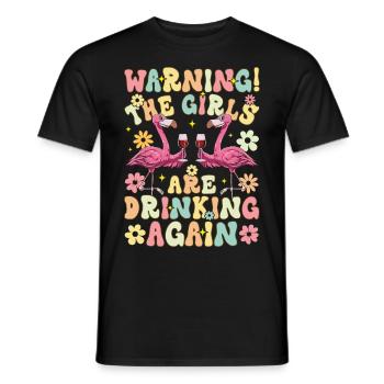 Groovy Flamingo Party The Girls Are Drinking Again - Men's T-Shirt - black - Front - AI Model Male 178 light (178cm)