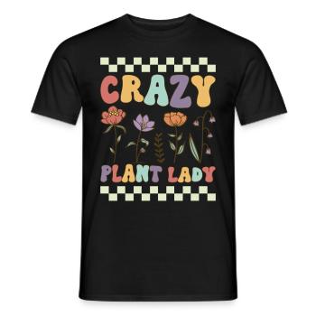 Crazy Plant Lady Groovy Gardening Gardener Mrs. P - Men's T-Shirt - black - Front - AI Model Male 178 light (178cm)