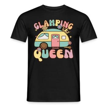 Glamping Queen Groovy Female Glamper Camping - Männer T-Shirt - Schwarz - Vorne - AI Model Male 178 light (178cm)