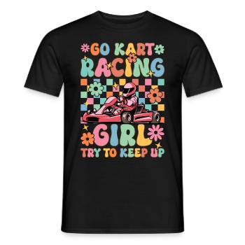 Go Kart Racing Girl Try Up Groovy Karti - Men's T-Shirt - black - Front - AI Model Male 178 light (178cm)