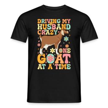 Rendre mon mari fou une chèvre à la fois groovy - T-shirt homme - noir - Devant - AI Model Male 178 light (178cm)