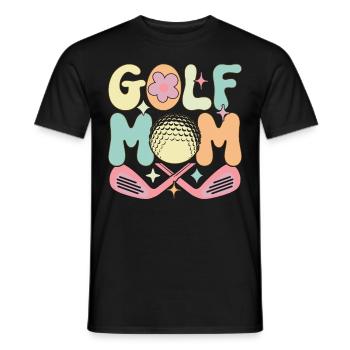 Golf Mom Groovy Golfer Golfer Golfer Golf Game - Men's T-Shirt - black - Front - AI Model Male 178 light (178cm)