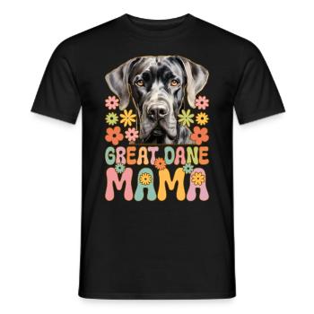 Dogue Allemand Maman Groovy Chien Amant Chien Courage - T-shirt homme - noir - Devant - AI Model Male 178 light (178cm)