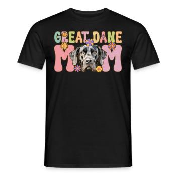 Great Dane Mom Groovy Dog Lover Dog Mom - Men's T-Shirt - black - Front - AI Model Male 178 light (178cm)