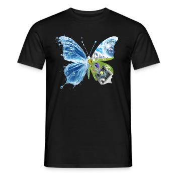 Frutiger Aero Aesthetic Butterfly Computer Fishes - Männer T-Shirt - Schwarz - Vorne - AI Model Male 178 light (178cm)
