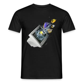 Frutiger Aero Aesthetic Tech Computer Aquarium - Männer T-Shirt - Schwarz - Vorne - AI Model Male 178 light (178cm)