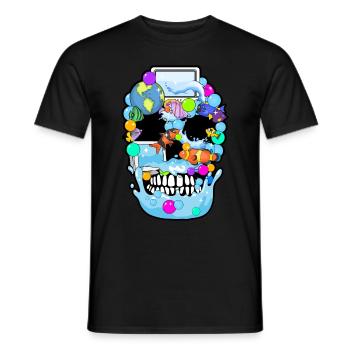 Frutiger Aero Aesthetic Tech Skull Computer Fishes - Männer T-Shirt - Schwarz - Vorne - AI Model Male 178 light (178cm)