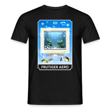 Frutiger Aero Aesthetic Tech Computer Aquarium - Männer T-Shirt - Schwarz - Vorne - AI Model Male 178 light (178cm)