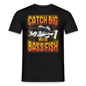 Catch Big with Bass Fish - Men's T-Shirt - black - Front - AI Model Male 178 light (178cm)
