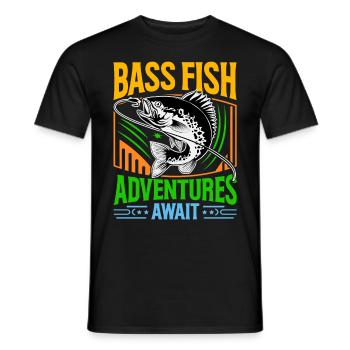 Es erwarten Sie Bassfisch-Abenteuer - Männer T-Shirt - Schwarz - Vorne - AI Model Male 178 light (178cm)