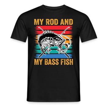 Meine Rute und mein Barschfisch - Männer T-Shirt - Schwarz - Vorne - AI Model Male 178 light (178cm)